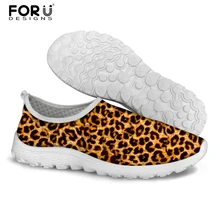 FORUDESIGNS/леопардовые кроссовки на плоской подошве; женские повседневные милые женские туфли; женская пляжная летняя дышащая удобная сетчатая обувь; Mujer