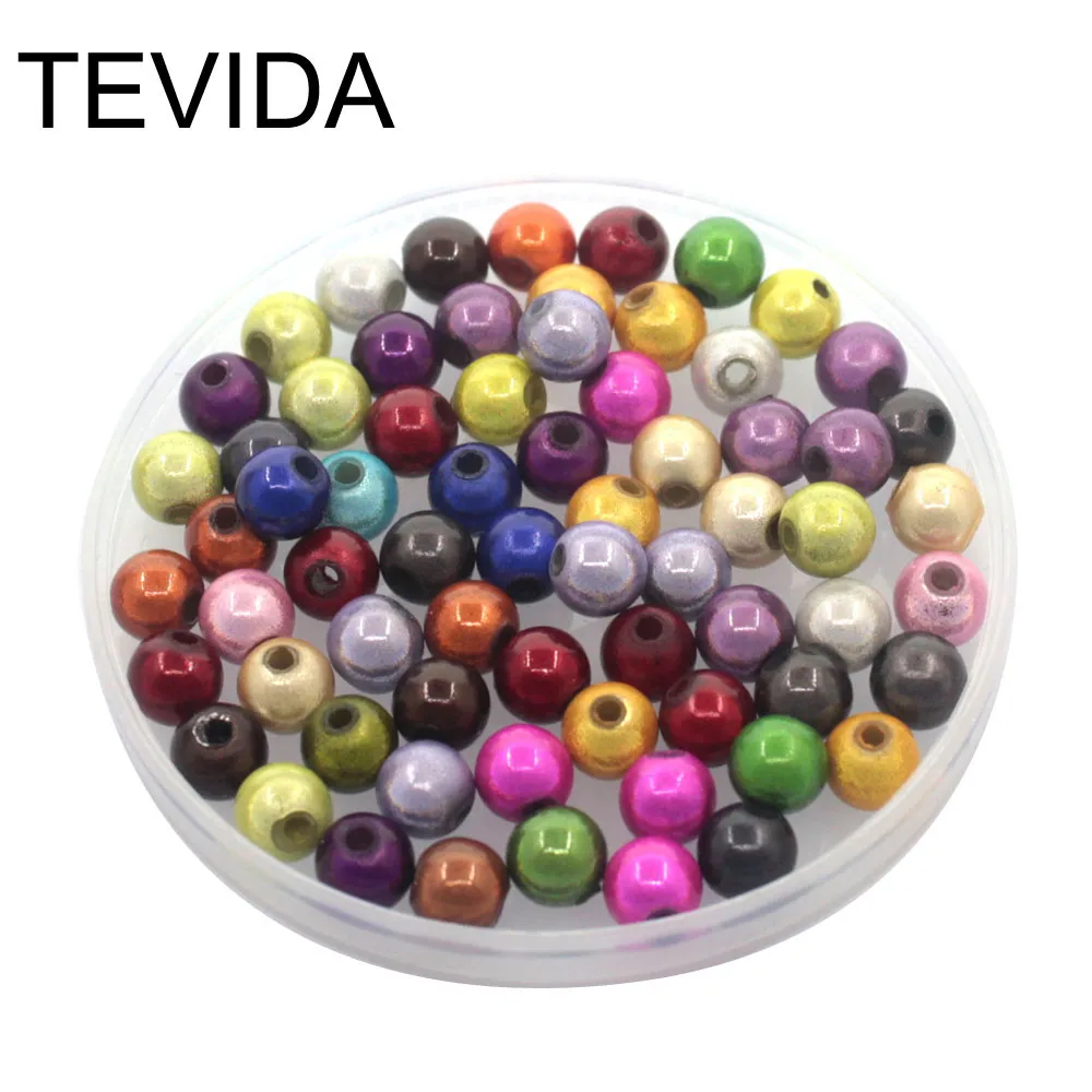 

4 6 8 10 mm Round Acrylic Reflective Miracle Solid Pearls Spacer Beads DIY for Jewelry Making Earring Necklace Accessories