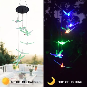

Waterproof 0.6W LED Solar light RGB Solar lamp LED Solar Power lamp Outdoor Lights Dragonfly Wind Chime Kids Home Patio Garden
