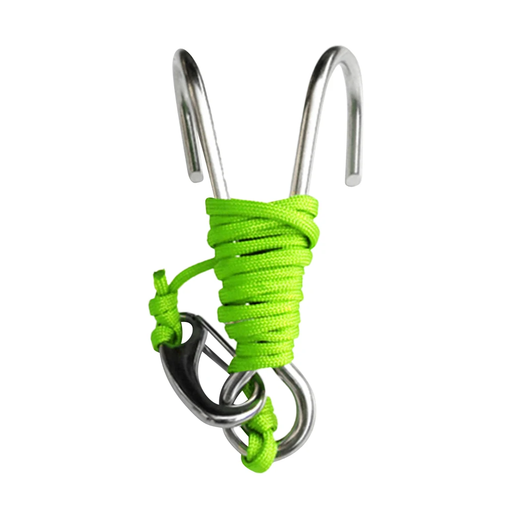 Fluo Green Настоящий антикоррозийный двойной 316 рифовый крюк из нержавеющей стали с 4" линией для плавания и подводного плавания - Цвет: Fluo Green