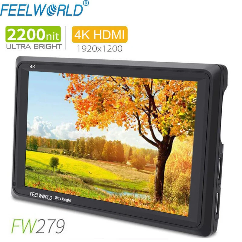 

Feelworld FW279 7 Inch IPS 2200nits Camera Field Monitor 4K HDMI Input Output 1920X1200 LCD Monitor for DSLR Stablizer