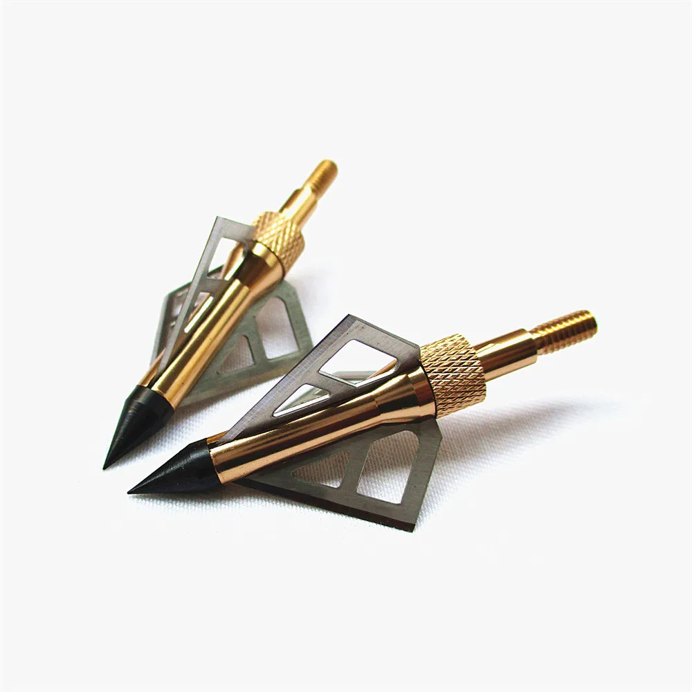 Охота Broadheads 100 зерна 3 лезвия стальные золотые наконечники для соединения лук и