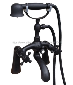 

Telephone Style Deck Mounted Black Oil Rubbed Brass Shower Tub Faucet Hot And Cold Water Ntf509