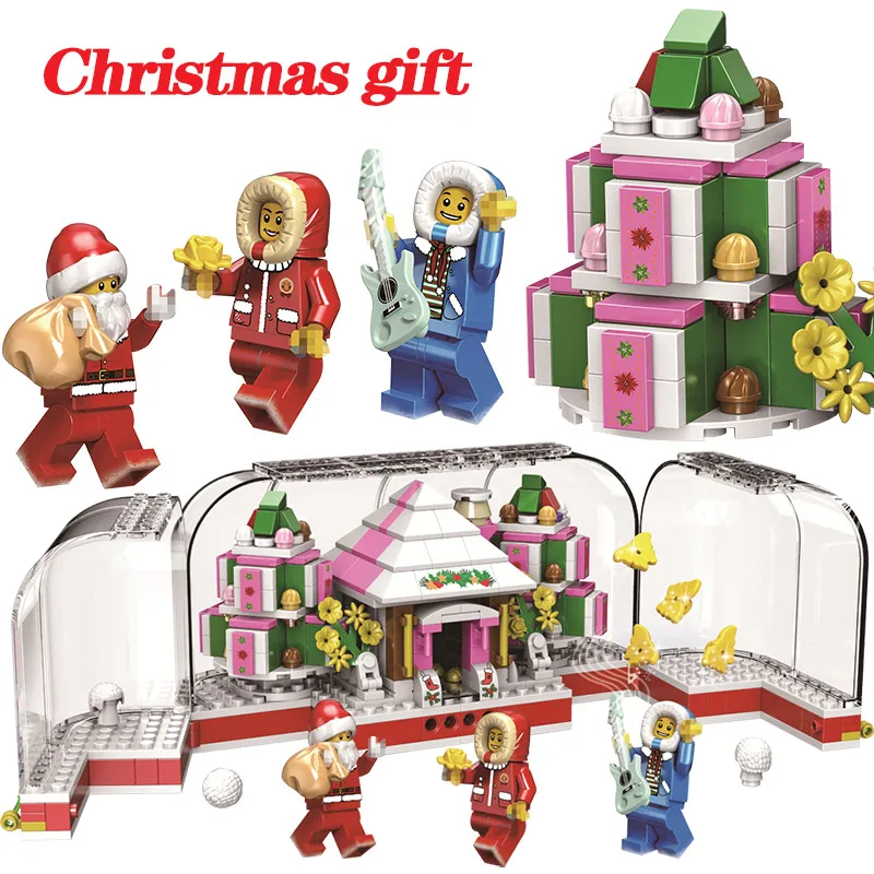

411pcs Legoingly Christmas House Crystal box Building Bricks Compatible Legoingly Winter Village Series Blocks Toy For Children