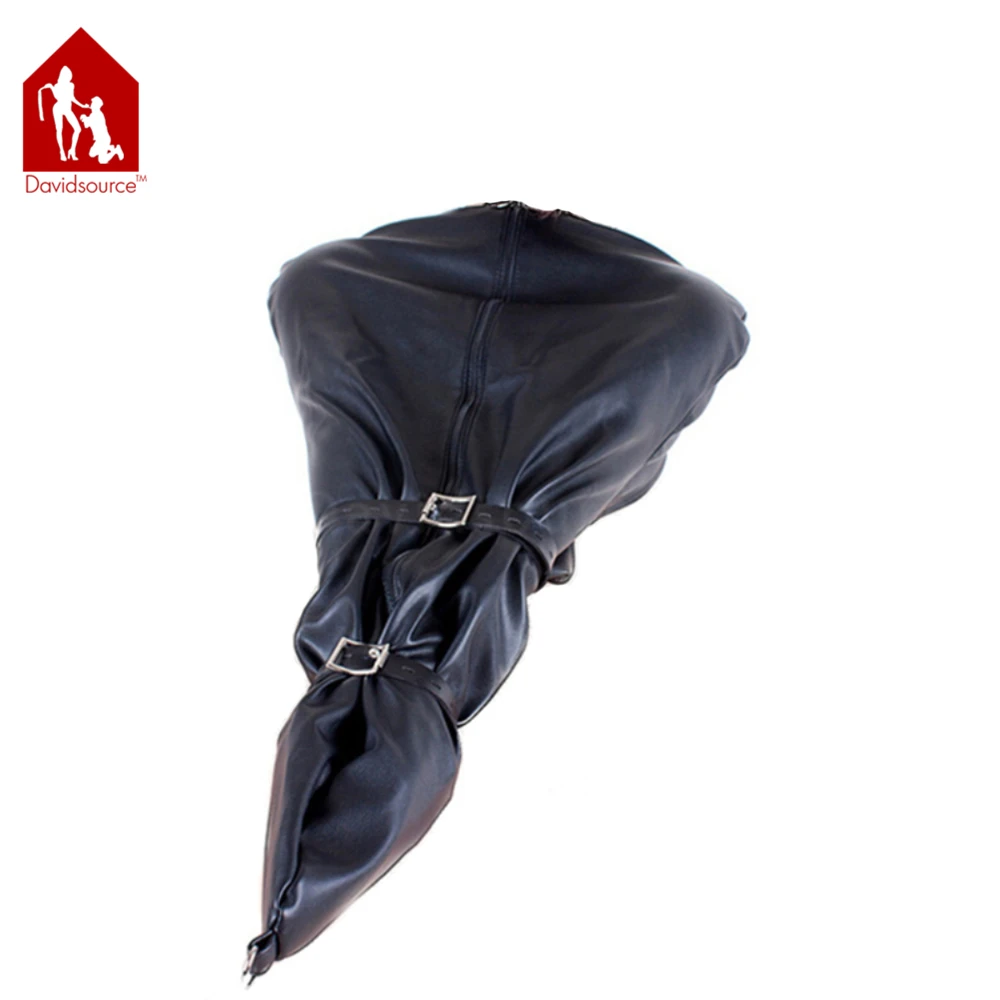 Davidsource Leather High Necked Arms Restraint Bag(Zipper Style ) With Lockable Adjustable Belt