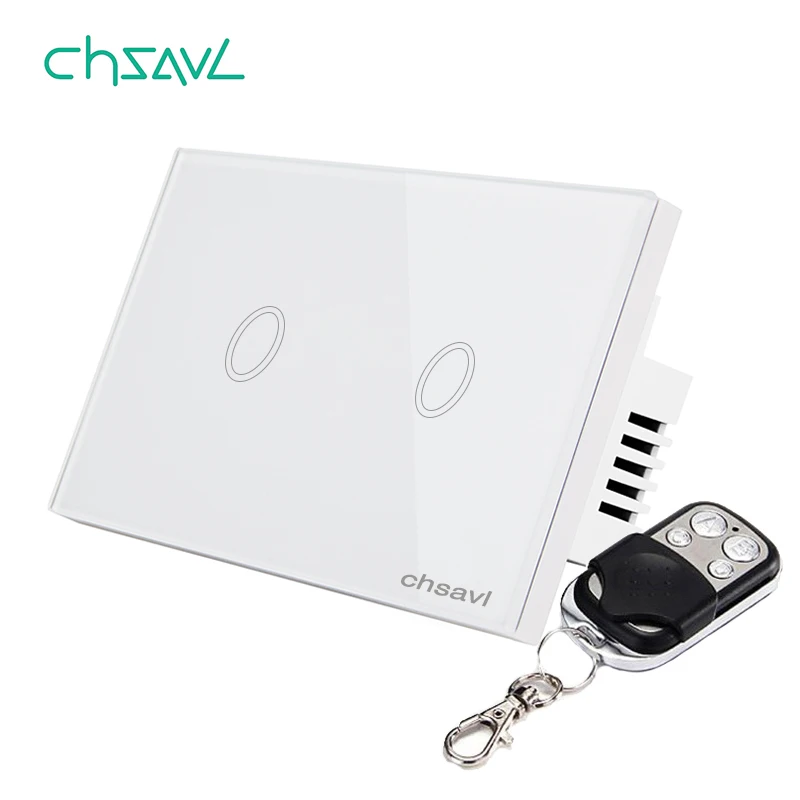 Chsavl Wall Touch Switch 2 Gang 1 Way Us Standard Switch Ac 110 240v Light Screen Touch Switch
