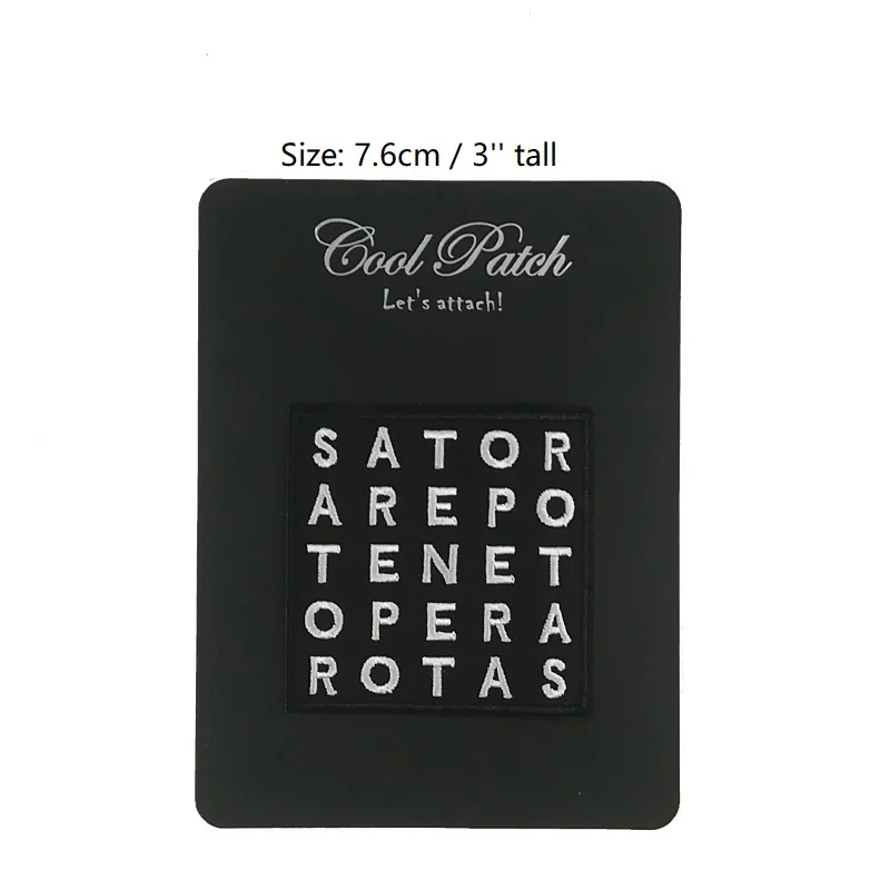 

Sator arepo tenet opera rotas Square folk magic occult esoteric charm abracadabra supernatura EMBROIDERED IRON On Patch APPLIQUE