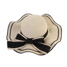 Женская соломенная шляпа с большим краем козырек с большим бантом украшения Тени Свежий Дикий простой пляжная шляпа Повседневная Соломенная шляпа visiera#60