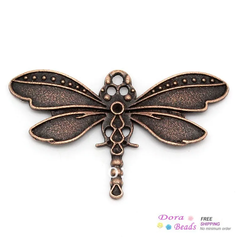 hot- Charm Pendants Dragonfly Antique Copper(Can Hold ss6 Rhinestone) 2.6x4.3cm 50PCs (B30655) | Украшения и аксессуары