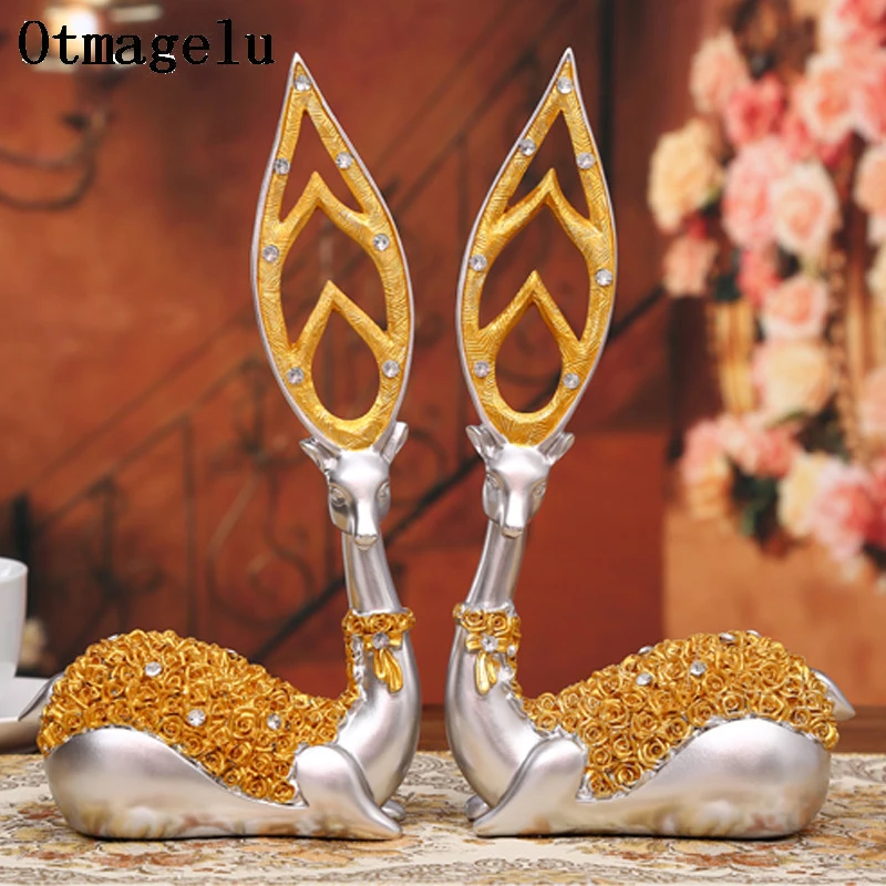 New Lovers Reindeers Wedding Decoration Figurines Miniatures Resin Ornament Vintage Home Decor Accessories Valentines Day Gifts7