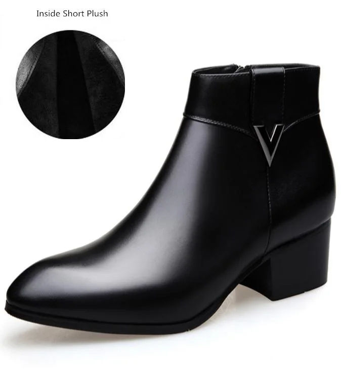 Plush inside inside Short Genuíno Novos Dos Fivela Inverno Trabalho No Escritório Couro Leather Plush Outono Alto Inside Botas Homem Salto Homens Tornozelo De Carreira Moda Sapatos CgpnSB