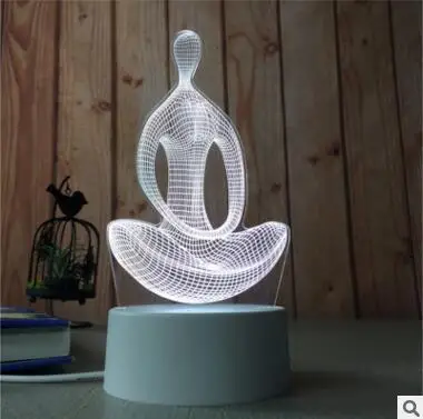 Питаемые через USB порт 3D светодиодный настольный светильник Медузы Сова ночной