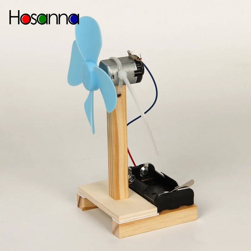 Best  Kids STEM Science Toys Mini Electric Fan DIY Model Kit Wooden Primary Students Learning Physics Edu