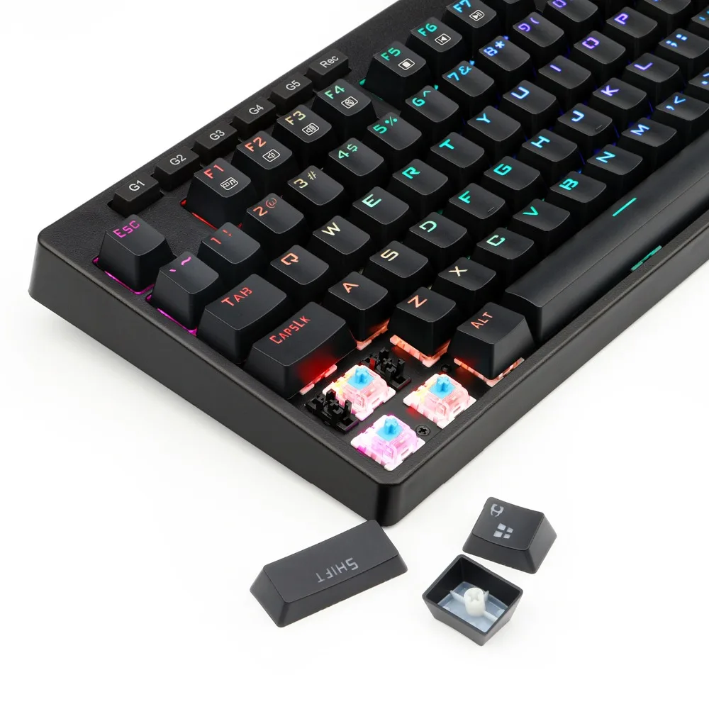 Redragon K579 новейшая Механическая игровая клавиатура RGB синий переключатель полный размер эргономичный дизайн с светодиодный подсветкой USB Проводная клавиша 104
