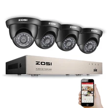 ZOSI 8-Channel HD-TVI 1080P Lite Video Security System DVR recorder with 4x HD 1280TVL Indoor/Outdoor Weatherproof CCTV Camera