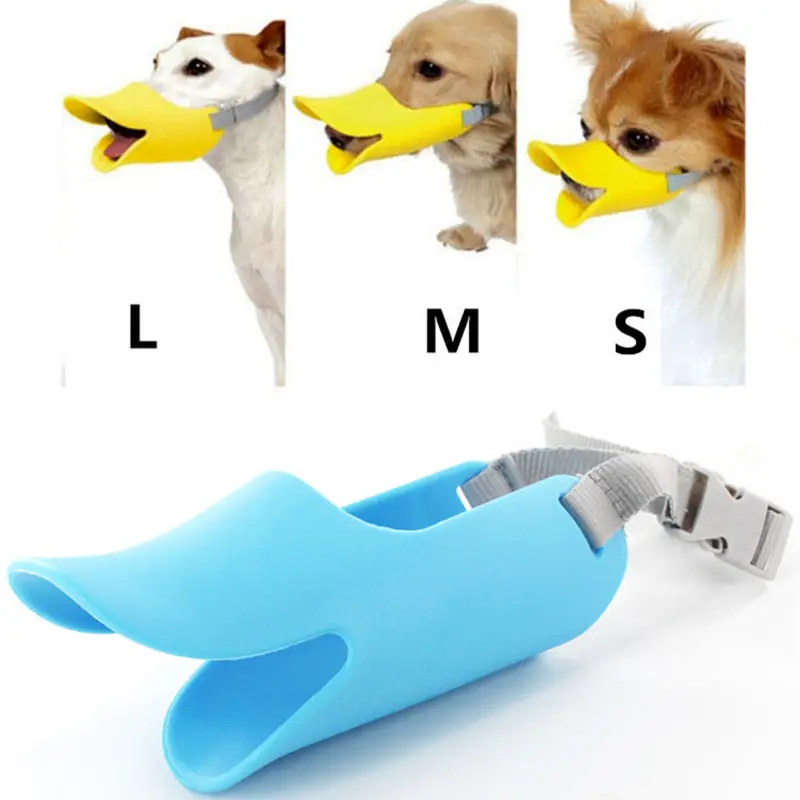 

New Pet Muzzles duckbill cover Teddy soft silicone anti-bite chaotic eating adjustable pet mask snoring device dog supplies L246