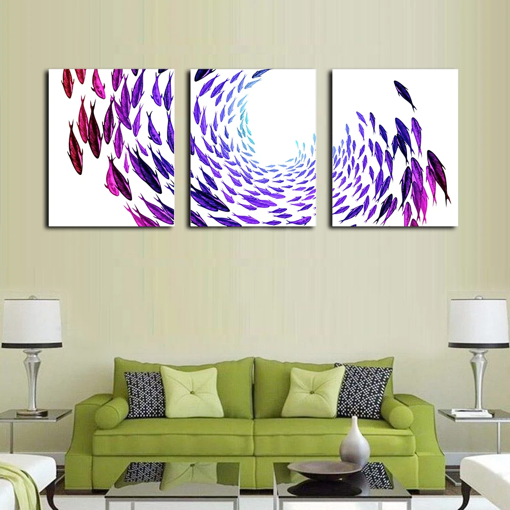

Nordic Simple Abstract Fish Group Posters and Prints Wall Art Print Canvas Painting Decorative Picture for Living Room Minimalis