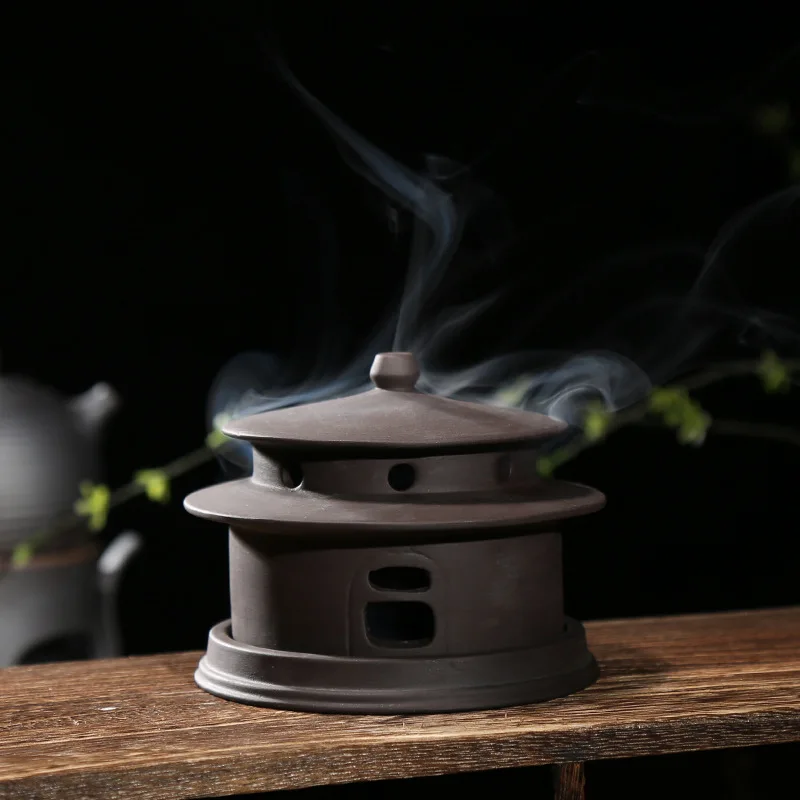 

Authentic Purple Clay Creative Palace coil incense Burner Tea Ceremony Aroma Ceramic Sandalwood Tower incense Censer Home Decor