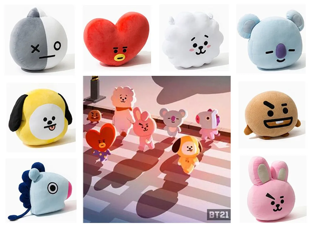

New Kpop Bangtan boys BTS bt21 vapp same Pillow plush Cushion warm bolster Q back Doll TATA VAN COOKY CHIMMY SHOOKY
