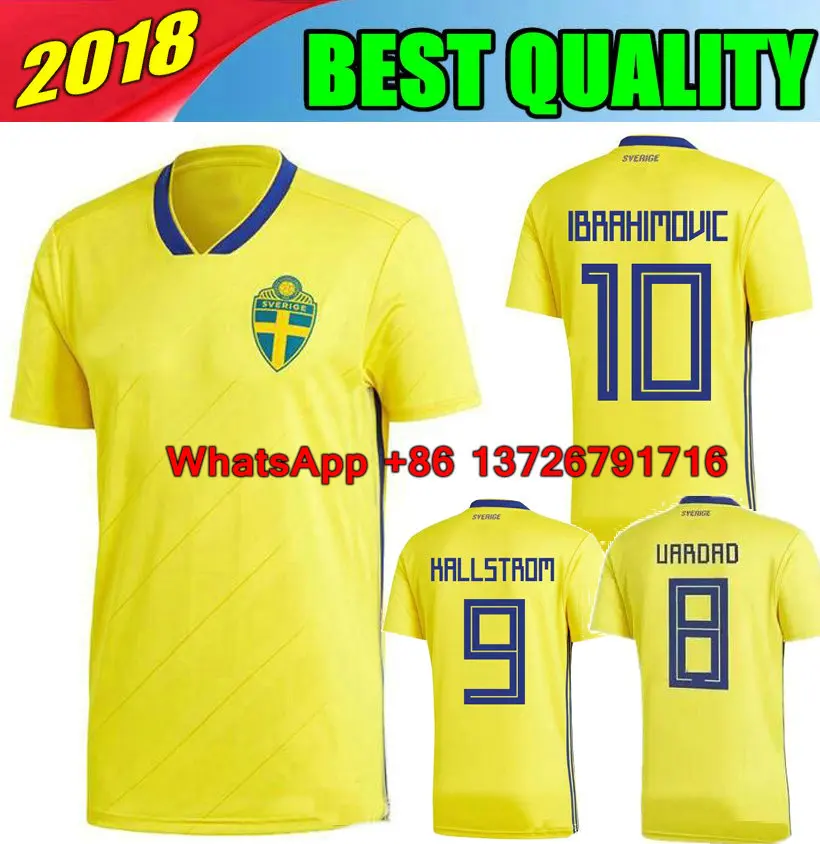 2018 World Cup Sweden Jersey Soccer Team National IBRAHIMOVIC KALLSTROM away Football shirt 17 18 TOP thai Quality | Мужская одежда