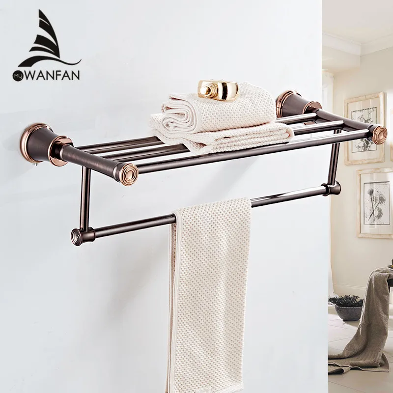 

Bathroom Shelves ORB Finish Wall Shelf in the Bathroom Brass Towel Holder Towel Tack Bathroom Accessories Towel Bars 5512
