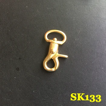 

(SK133) 2pc Solid Brass Spring Snap Hook Swivel Clasp Key Ring Chain Hardware