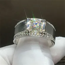 Пасьянс мужское кольцо из стерлингового серебра 925 пробы 7 мм фианит AAAAA проволока рисунок обручальные кольца для мужчин праздничные ювелирные изделия