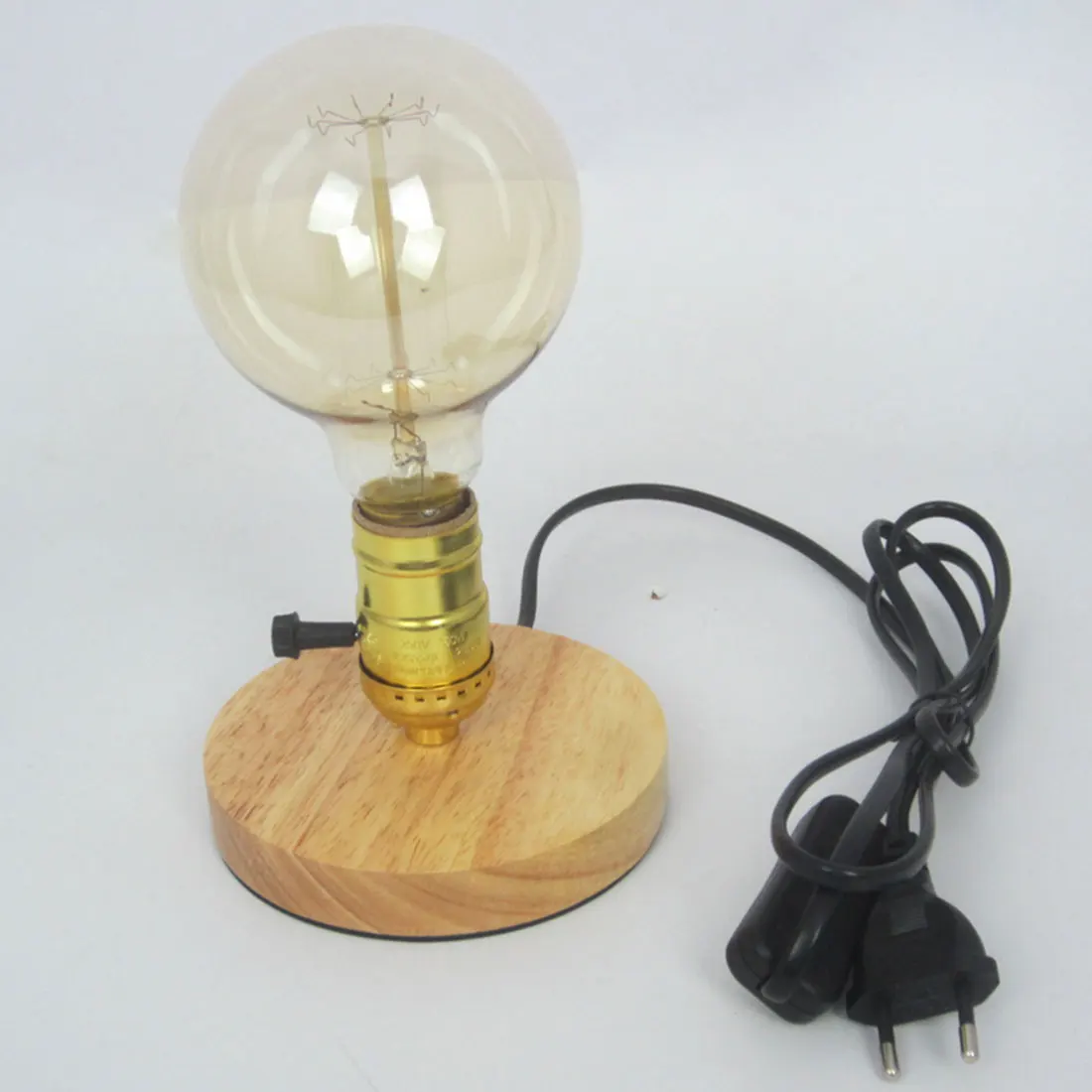 

Creative Retro Wooden Little Table Lamp Practical Fashion Desk Vintage Style Lamp No Light Source PVC EU Plug For House