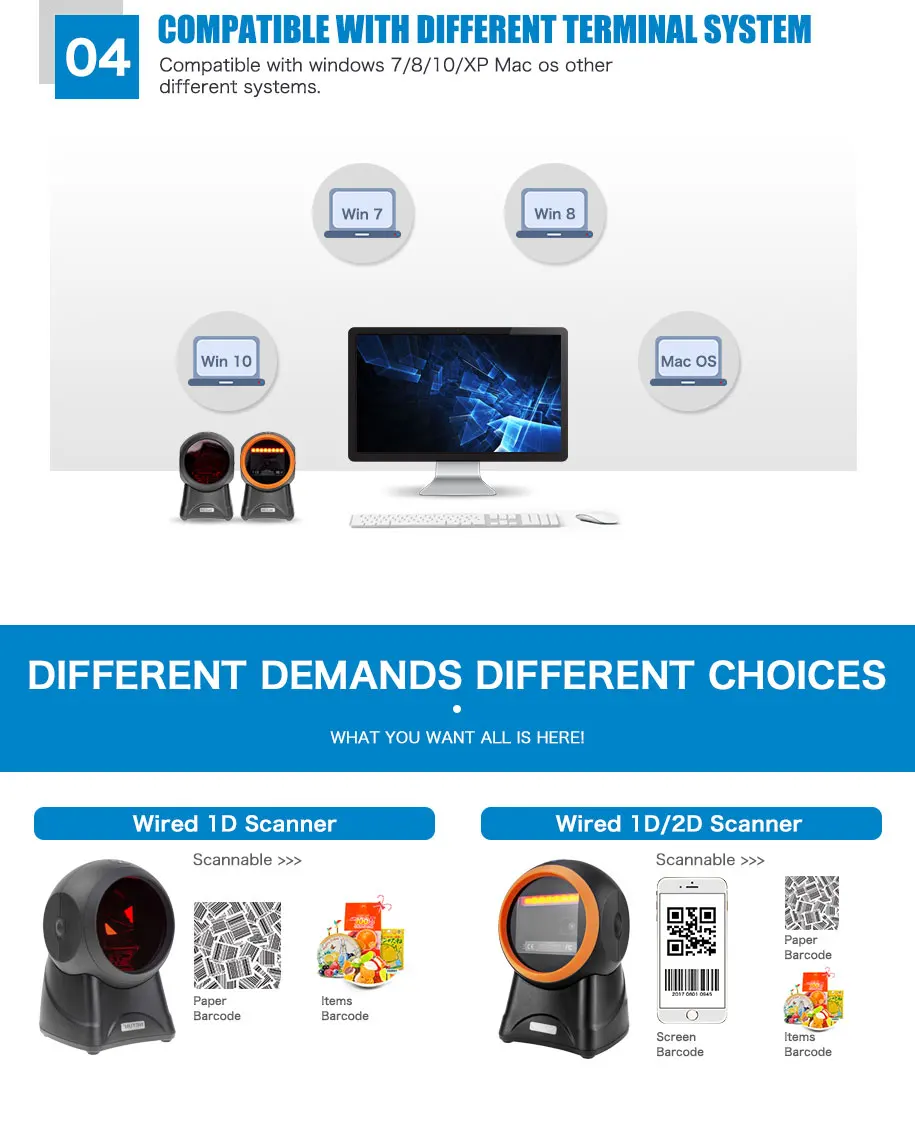 NT-2050 2D/QR Всенаправленный сканер штрихкодов pdf417 и NT-2030 1D планшетный настольный считыватель штрих-кодов для магазина NETUM