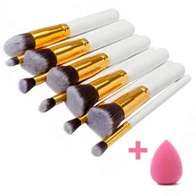 10+1 Pieces Soft Makeup Brush Set Professional Makeup Brushes Powder Kits Oval Brush Set & Makeup Blender Sponges Makeup Tools