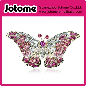 

60mm Pink Rhinestone Butterfly Brooch - Mid Century Butterfly Pin - Butterfly Scarf Pin - Bridal Butterfly Brooch Bouquet