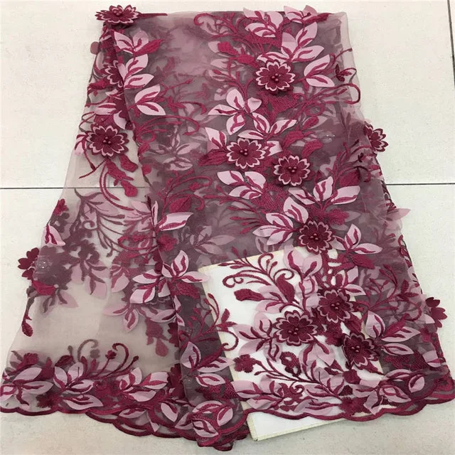 

2018 African Applique Tulle Lace Fabric,3D Flower Dress Lace Fabric, Nigeria Lace Fabric For Wedding