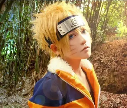 

HOKAGE NINJA Uzumaki Naruto gold naruto wig 30 cm curto Anime Cosplay wigs peruca