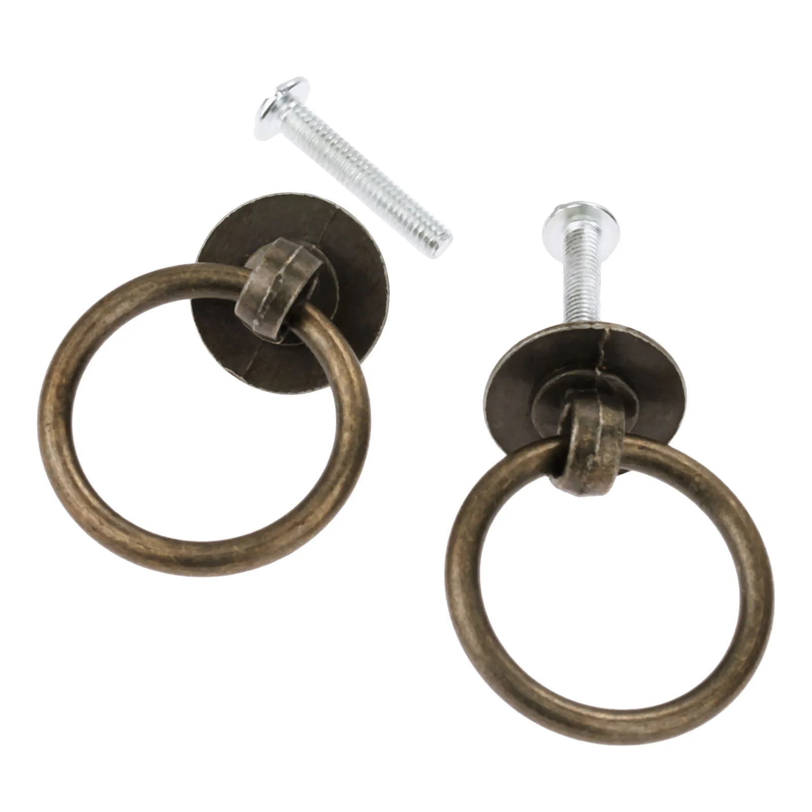 DRELD 2 Pcs خمر الأثاث مقبض خزائن المطبخ مقبض سحب المقابض لخزانة ملابس بأدراج دولاب الباب حلقة برونزية لهجة 40*30mm
