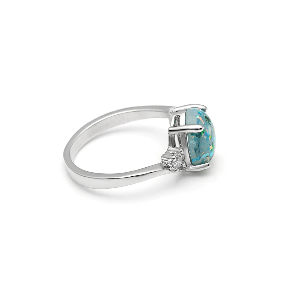 Одежда высшего качества Серебряные Цвет best обручальные кольца уникальный круглый носок сине-зеленый огненный опал кольца для Для женщин подарок любовника
