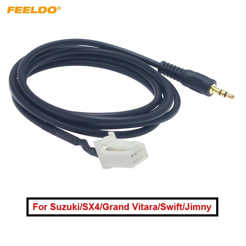 

FEELDO 1Pc Car 3.5MM Male Jack AUX-IN Socket Audio Cable for Suzuki SX4 Grand Vitara Swift Jimny Extension Wire Adapter #6053