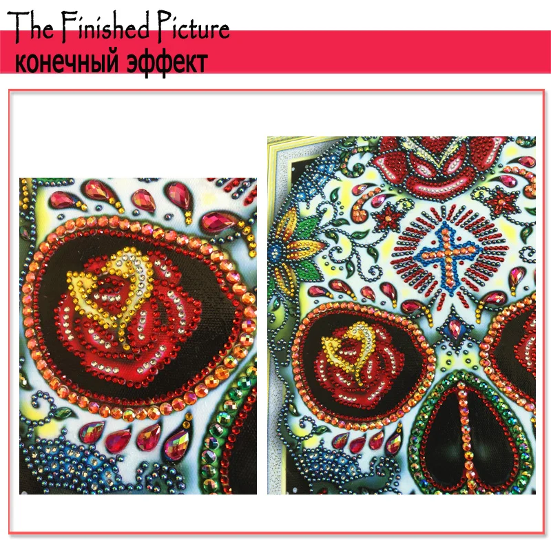 RUBOS DIY 5D Diamond Mosaic Skull Art Abstract Rose Diamond Embroidery Painting Crystal Beadwork Rhinestones Sale Wall Pictures (8)