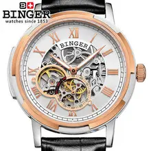 Швейцария бингер Натуральной Кожи Класса Люкс Мужчины Часы Tourbillon Функциональные Мужчины Лучший Бренд Военные Часы Relogio Masculino