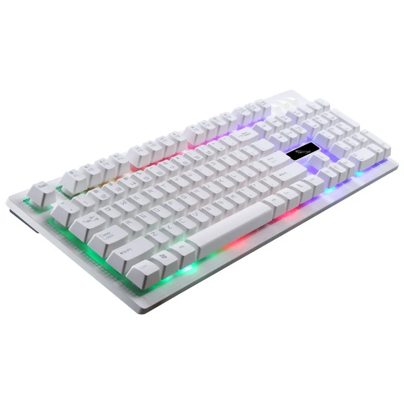 Игровой набор с подсветкой, клавиатура, мышь, радужная Проводная компьютерная игровая подвеска, механический ноутбук с подсветкой, светящаяся мышь, белая клавиатура