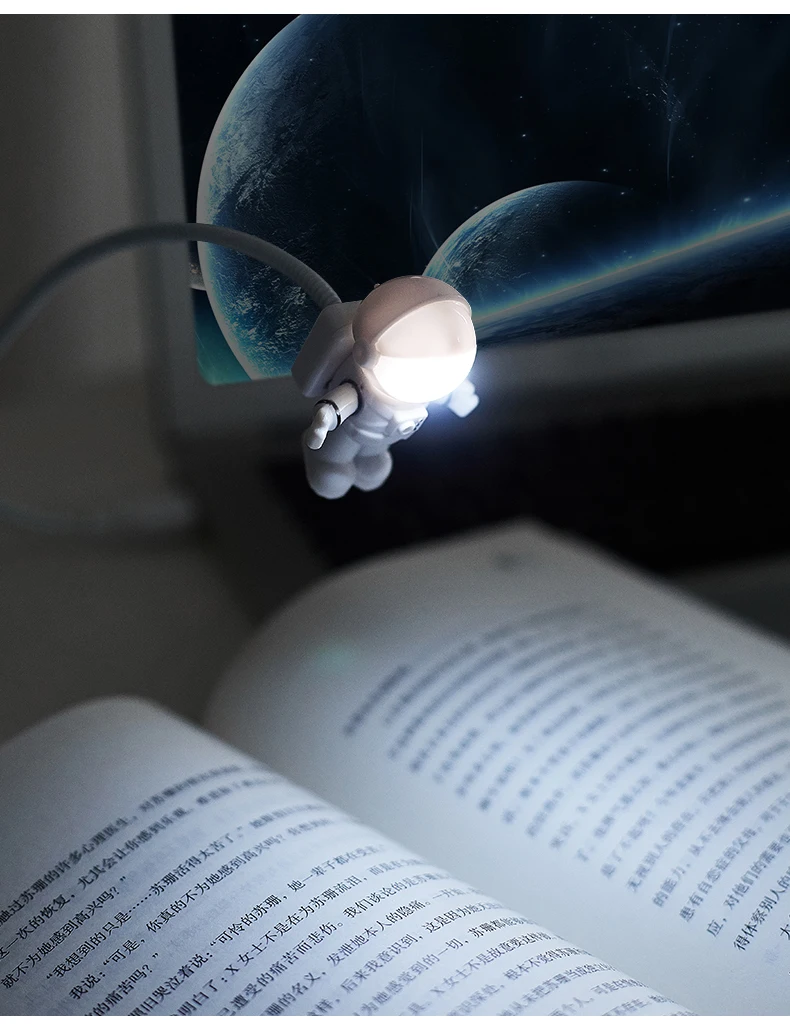 Творческий астронавт светодиодный ночной Светильник компьютерная клавиатура зарядка USB Интерфейс настольной лампы общежитие Спальня Портативный