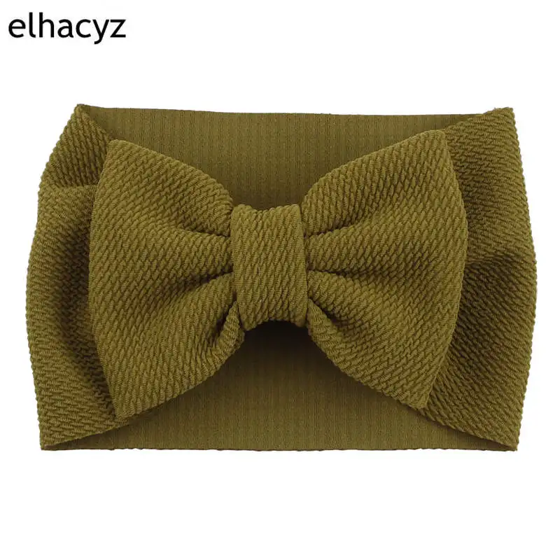 New Arrival Turban Popular 5'' Big Hair Bow Headband For Girls Headwrap Textured Fabric Elastic Kids DIY Hair Accessories