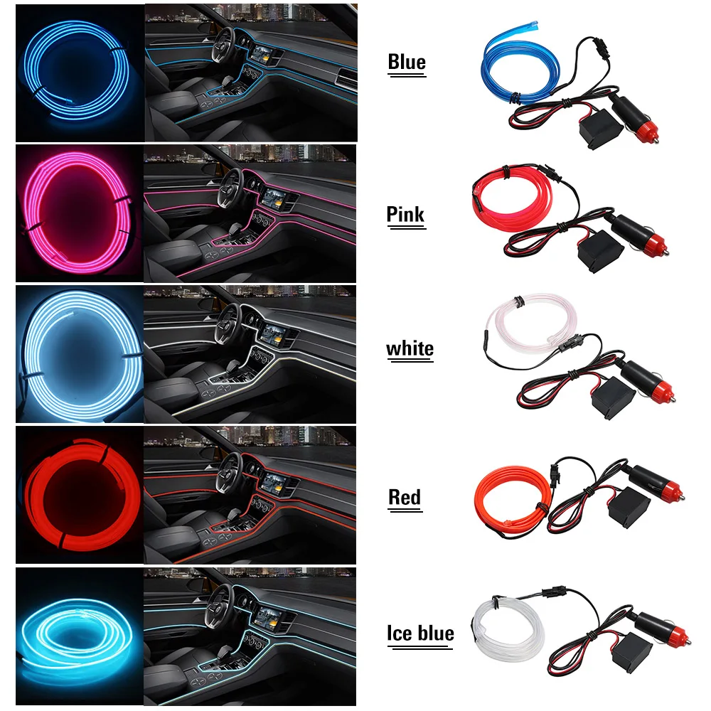 Us 2 5 22 Off El Car Cold Light Line Car Led Line Girly Car Accessories Interior 1 Meters For Bmw E46 E90 Ford Focus 2 Volkswagen Seat Leon In Car