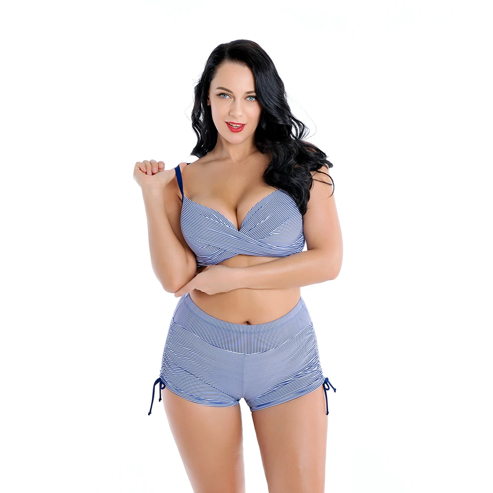 

Bikini 2019 Swimwear New Women Swimsuit Bathing Suit Women Bikini Push Up High Waist Plus Size Swimwear Pure color Beach Costume
