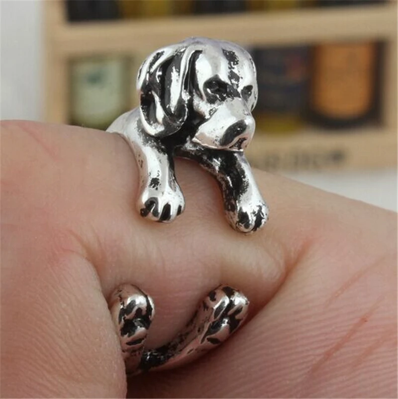 ALY Antique Silver Cute Beagle Rings Dog Puppy Anels Adjustable Animal for Women JZ-003 | Украшения и аксессуары