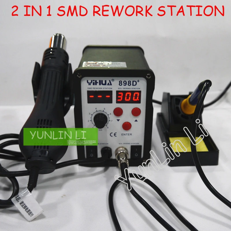 2 в 1 SMD паяльная станция Промышленный цифровой дисплей горячий ветер паяльная станция с высокой мощностью нагревательного сердечника YH-898D
