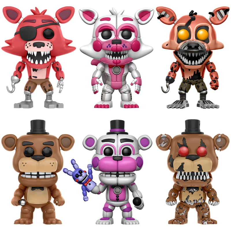 

Nightmare Chica Bonnie Foxy Freddy Action Figure Five Nights At Freddy's Set FNAF Fazbear Bear Model PVC Dolls Toys For Children