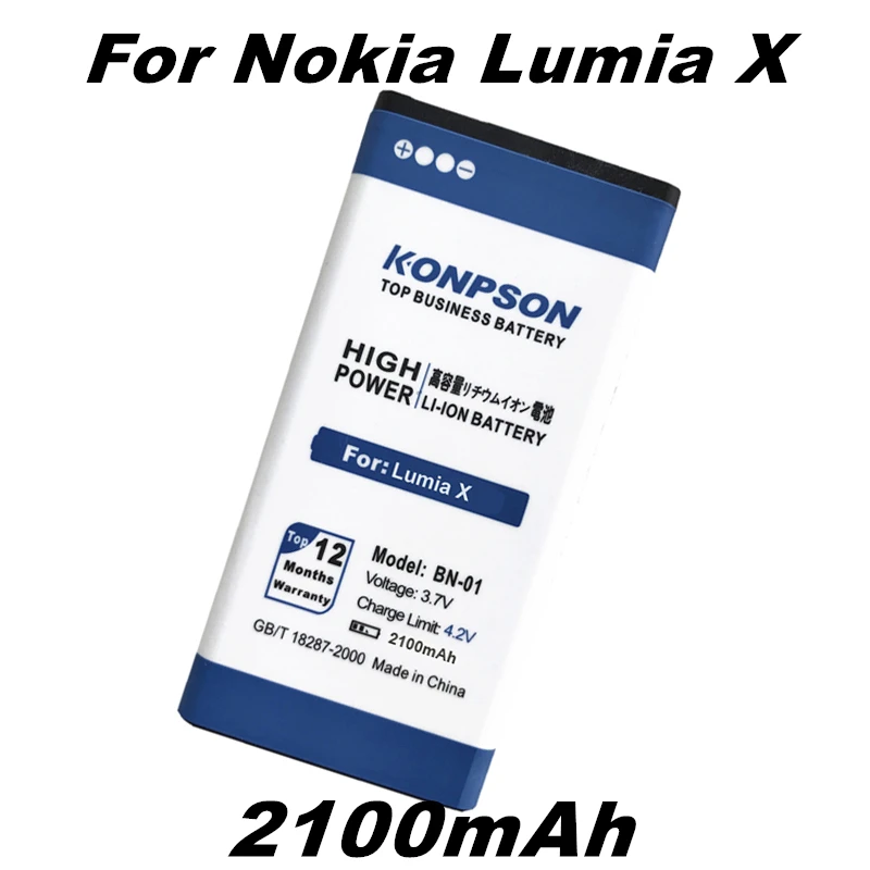 BN 01 BN 01 2100mAh Replacement Battery For Nokia Lumia X Battery 1045 RM 980 Normandy / X2 X+