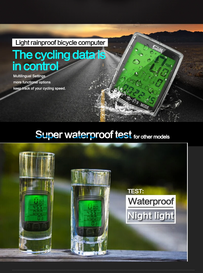 Wireless Bike Computer Speedometer Odometer Rainproof Cycling Bicycle Computer Bike Measurable Temperature Stopwatch (4)