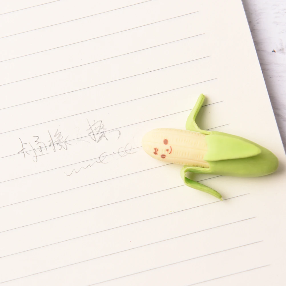 

2PCS/set Kawaii Cute Cute Banana Eraser Fruit Pencil Rubber Novelty For Kids School Supplies Student Office Stationery