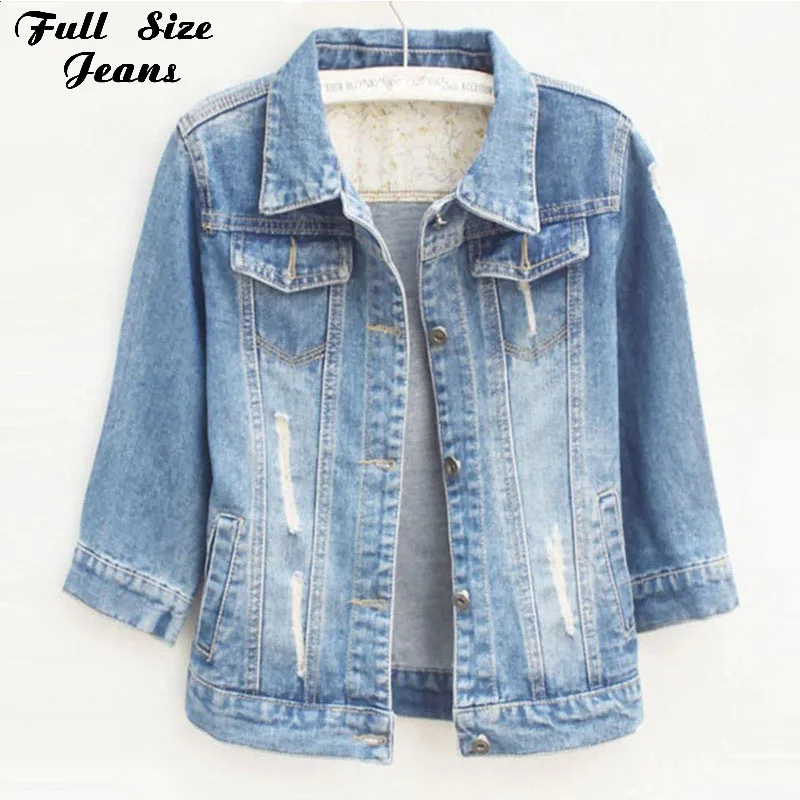 Women Plus Size Cropped Jean Jacket Light Blue Bomber Short Denim ...